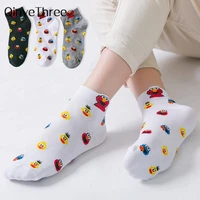 women cute cartoon expression short ankle socks happy fashion girls funny eared lovers cotton socks dropship