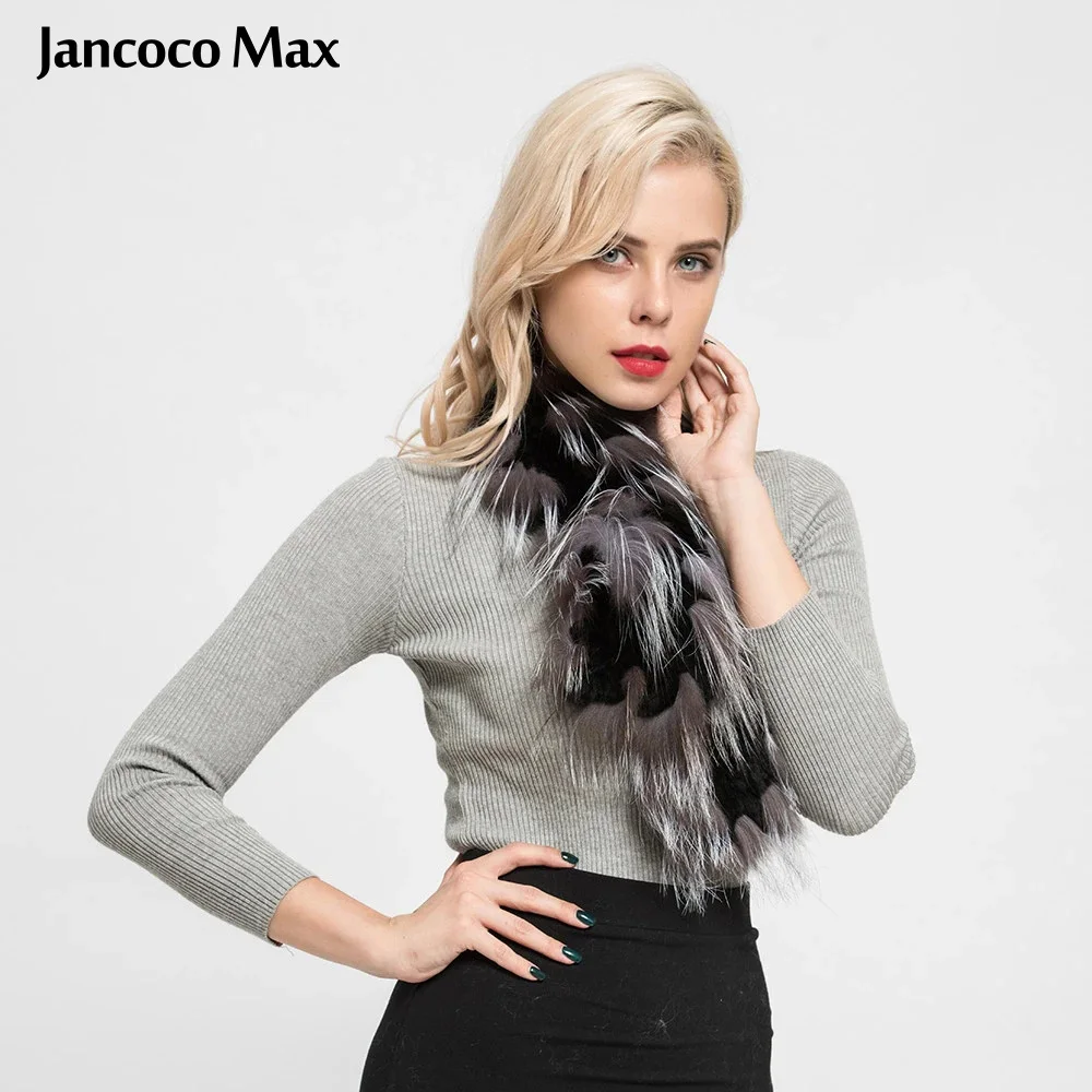 Jancoco Max Новое поступление натуральный мех кролика Рекс и натуральным лисьим мехом