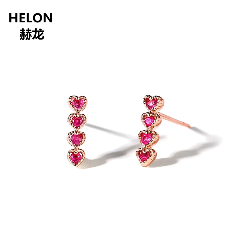 Женские серьги гвоздики из розового золота с натуральным