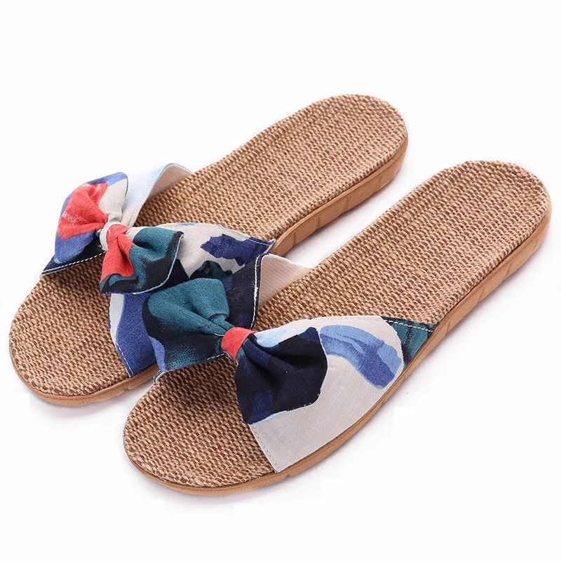 Шлепанцы Suihyung женские льняные сланцы для пляжа Нескользящие сандалии