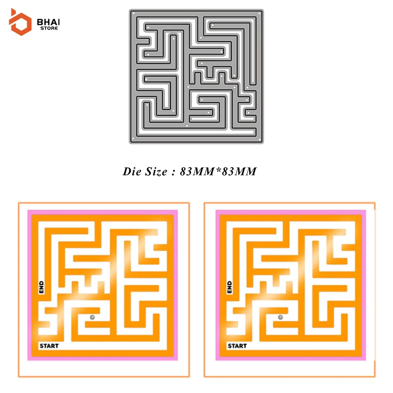 

2021 New Puzzle Square Maze Game Metal Cutting Dies Stencil Scrapbooking DIY Album Stamp Paper Card Embossing Decor Craft