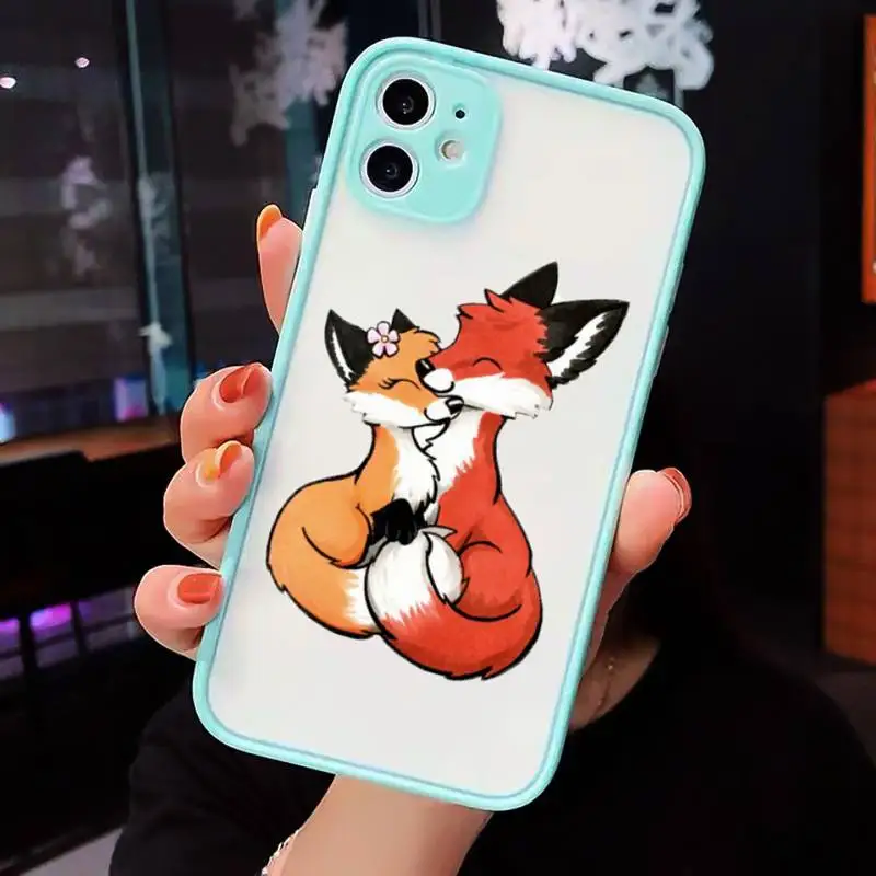 

Anime funny foxs lovely cute Phone Case Matte Transparent For iPhone 12 Mini 11 Pro XR XS Max 7 8 Plus
