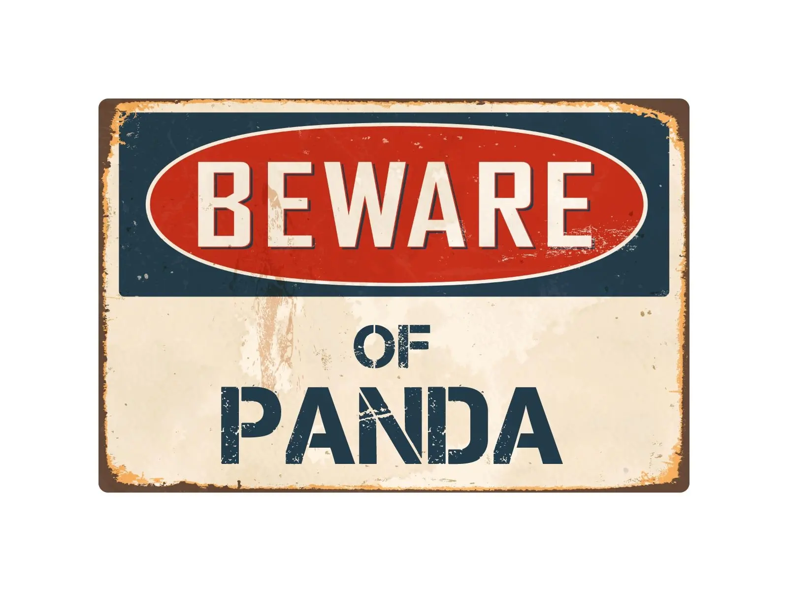 

StickerPirate Beware of Panda 8” x 12” Vintage Aluminum Retro Metal Sign VS313