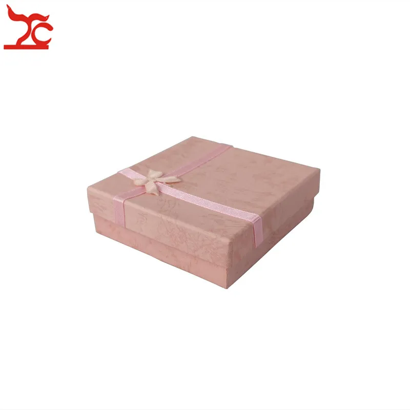 PINK 20 шт./лот, квадратная большая бумажная коробка для ювелирных изделий, 4 цвета, органайзер для хранения браслетов из нефрита, Подарочная коробка с лентой, 9*9*2 см - Цвет: PINK