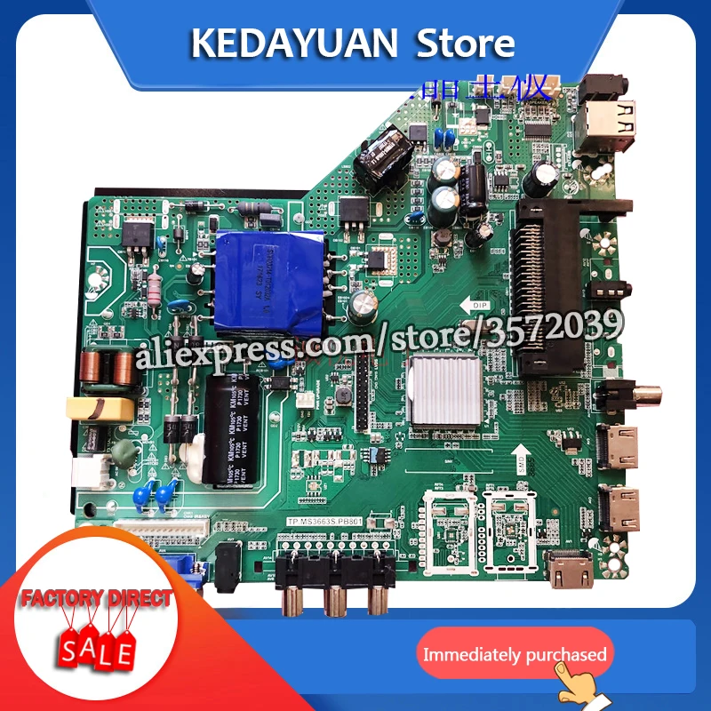 

free shipping original main board TP.MS3663S.PB801 good working