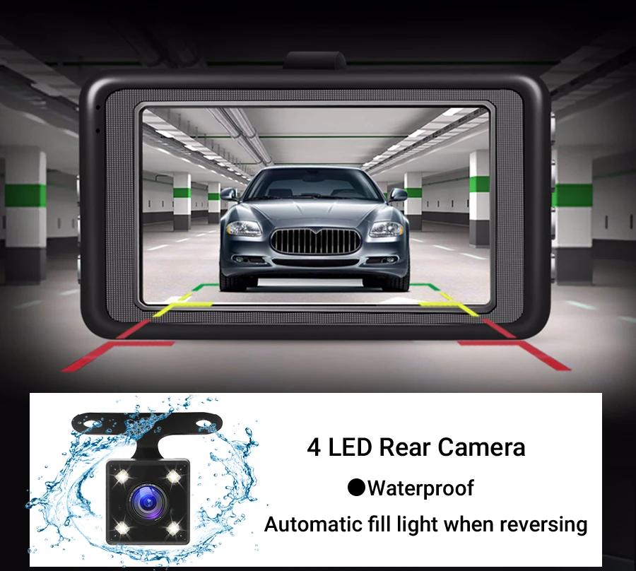 E-ACE B03 Мини Автомобильный видеорегистратор 3 дюйма FHD 1080P двойная камера объектив 170D угол видео регистратор видеокамера Dash Cam РЕГИСТРАТОР ночная версия