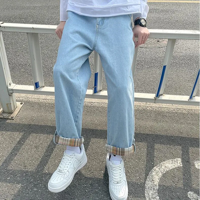 

2021 Men Jeans Plus Size S-4XL Loose Wide Leg Denim Trousers Male Fashion All-match Leisure Korean Style Harajuku Ins Streetwear