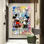 Картина на холсте с изображением Диснея, Микки и Минни Маус, постеры и принты, настенное искусство для декора гостиной
