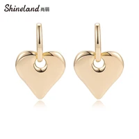 shineland 2021 new trendy drop dangle earrings for women party heart slick metal pendants vintage fashion jewelry gift hot sale