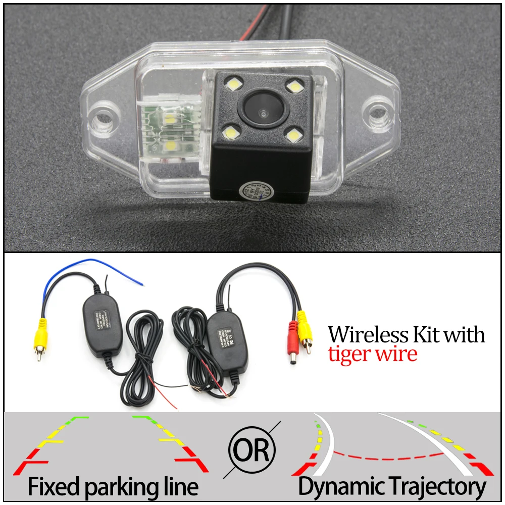4LED N Wireless Камера заднего вида CCD с фиксированной или динамической траекторией для Toyota Land Cruiser серии 120/Prado 2700 4000 Автостоянка аксессуары - Название цвета: 4LED N Wireless
