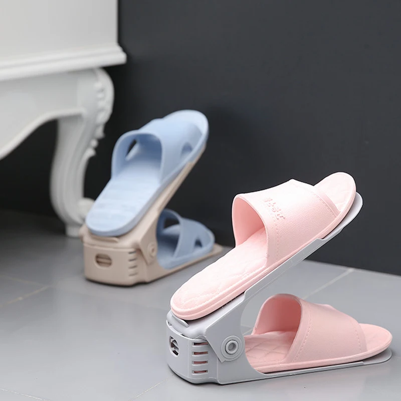 

10pcs Plastic Adjustable Shoe Racks Storage Organizer Double Layer Space Saving Rack Holder for Men or Ladies Shoes