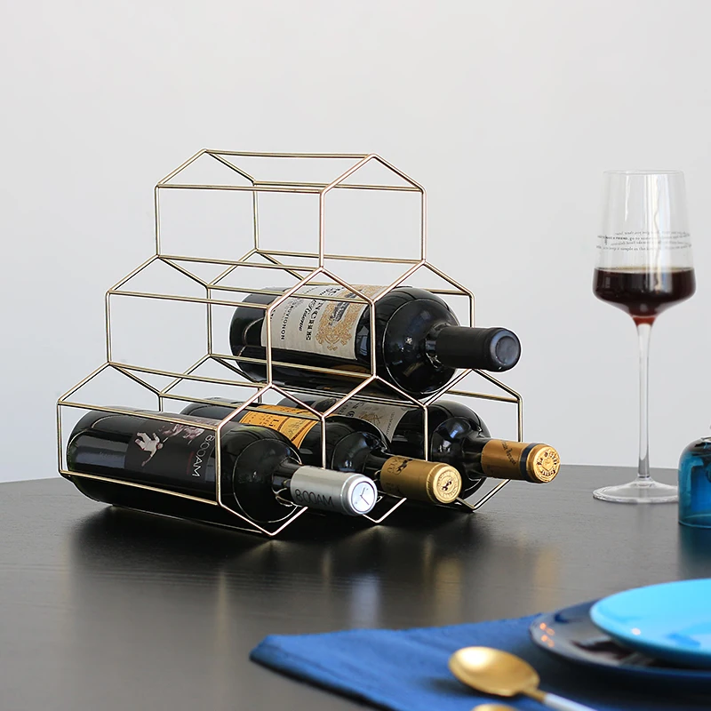

Nordic luxury gold honeycomb wine creative wine standard wine restaurant wine cabinet exhibition room decoration