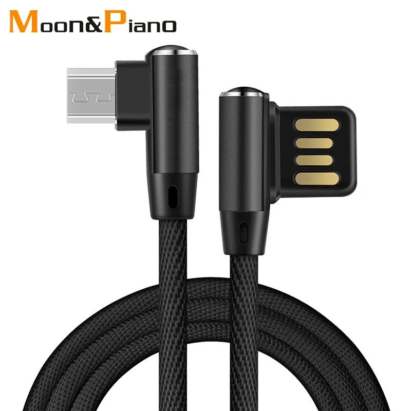 

90 Degree Right Angle Elbow Data Cable Type c Micro USB Charger Cable 2.4A Fast Charging High Quality Wire 1m