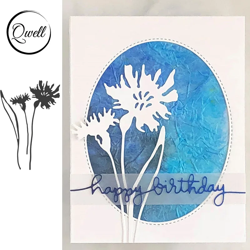 Металлические штампы QWELL, васильки, для скрапбукинга и изготовления открыток, для тиснения бумаги, новинка 2019