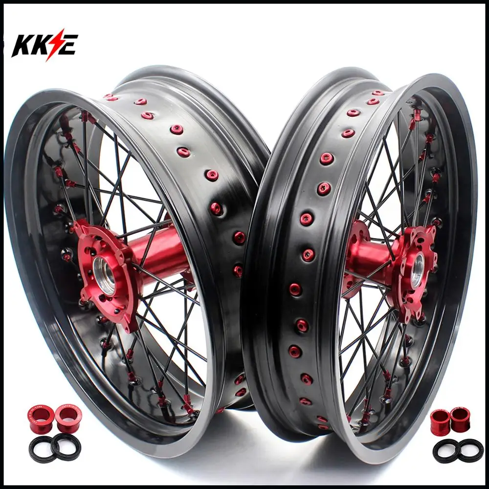 KKE 3 5/4 25*17 &quotCNC Supermoto мотард колеса Набор для HONDA CRF250R 2004 2013 CRF450R 2002 2012 алюминиевые