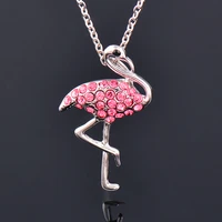kioozol stainless steel pink rhinestone bird pendant silver color choker necklace for women animal style jewelry 211 ko2