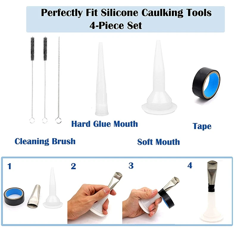 

30 PCS Reusable Caulking Tool Kit Caulking Silicone Sealant Finishing Tools Caulk Nozzle Applicator Grout Scraper