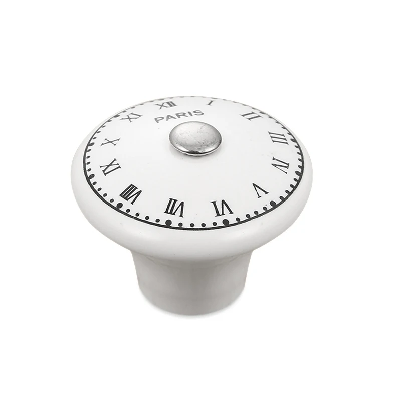 1 шт. черный и белый печатных декоративная круглая керамическая ручка мебельная