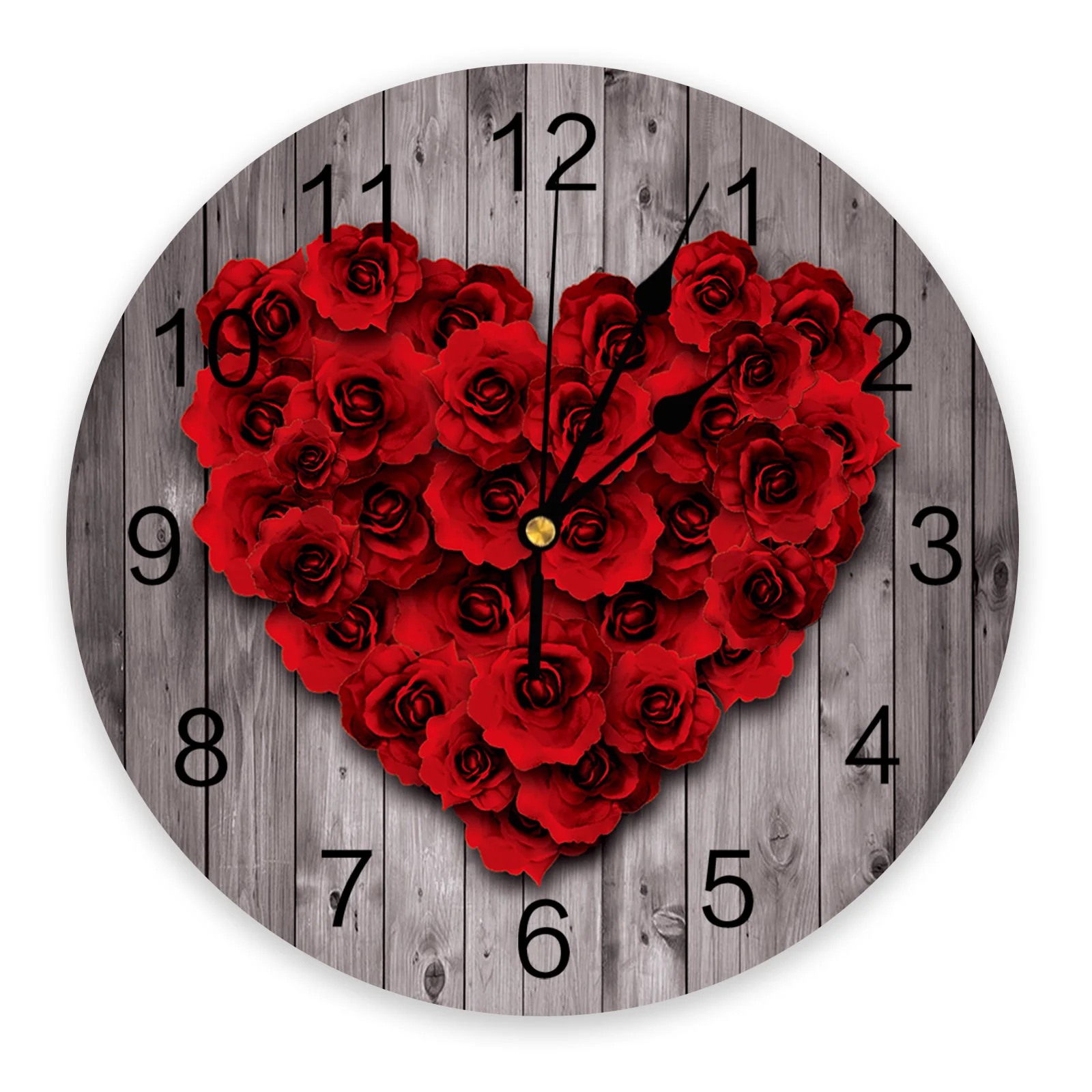 

Valentine'S Day Love Red Rose Wall Clock Home Decor Bedroom Silent Oclock Watch Wall Digital Clock Wall Clock Modern Design