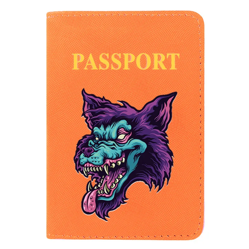 

Cool Cartoons Wolf Design Printing Women Men Passport Cover Leather Travel ID Credit Card Holder Pocket Wallet Bags