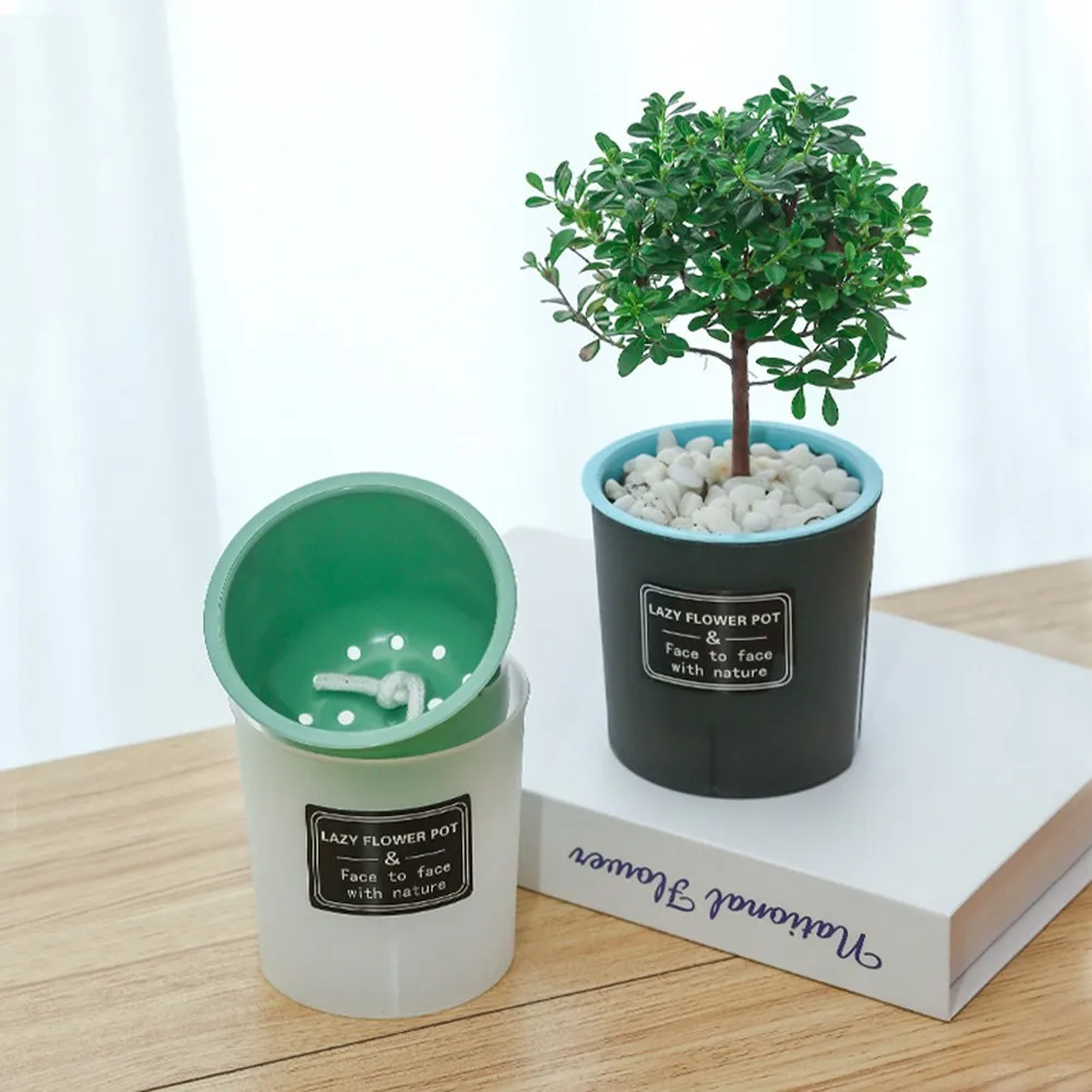 

1PCS Watering Planter Pot Round Resin Flower Pot Self-absorbent And Fleshy Root Control Plastic Pot Lazy Flower Pot