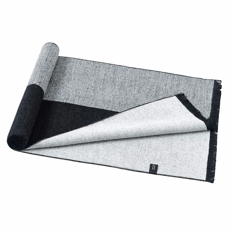 Мужской шарф модный однотонный черный серый простой Осень-зима шарфы для мужчин