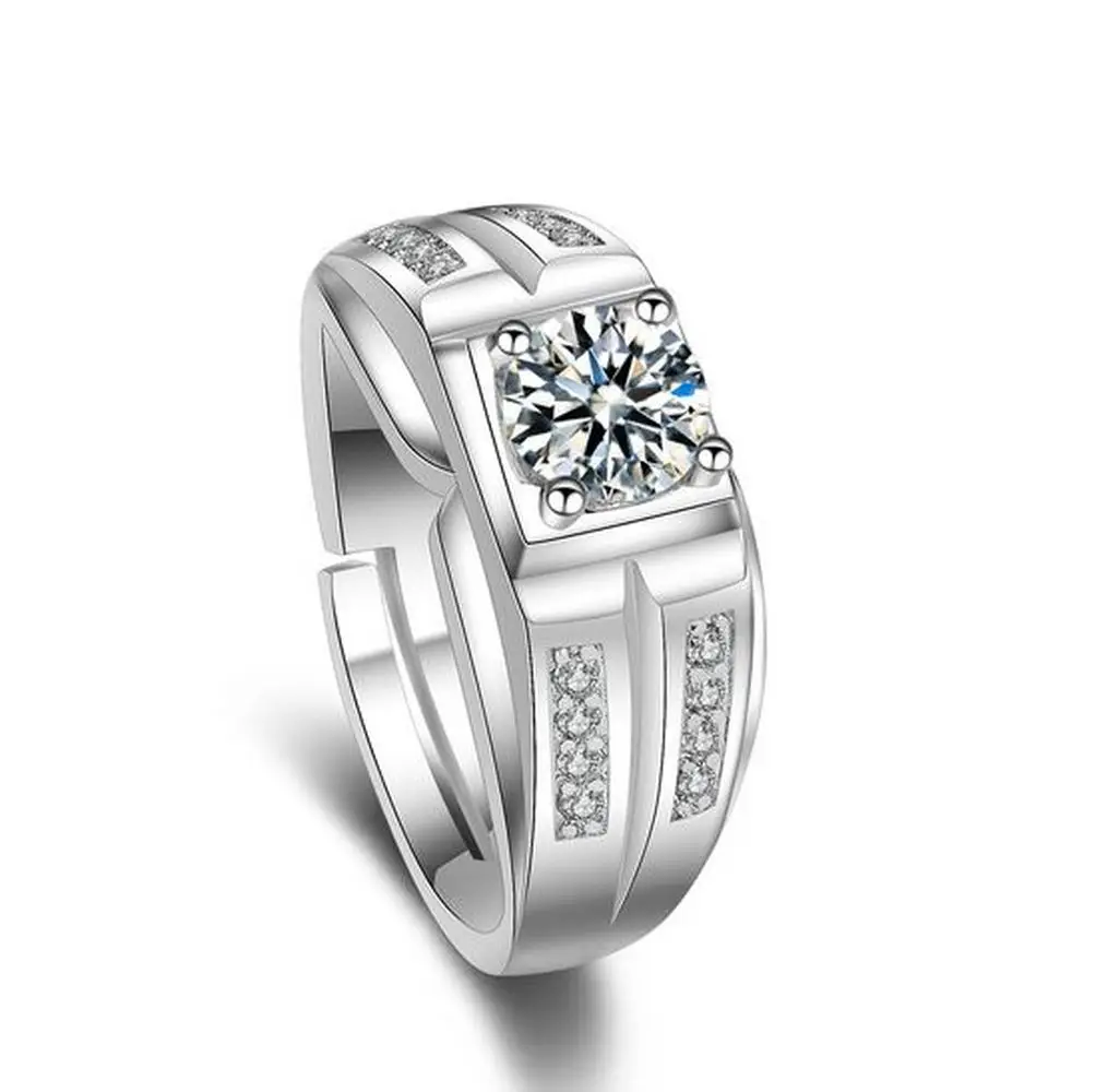 Мужское обручальное кольцо из серебра 925 пробы с платиновым покрытием | Украшения