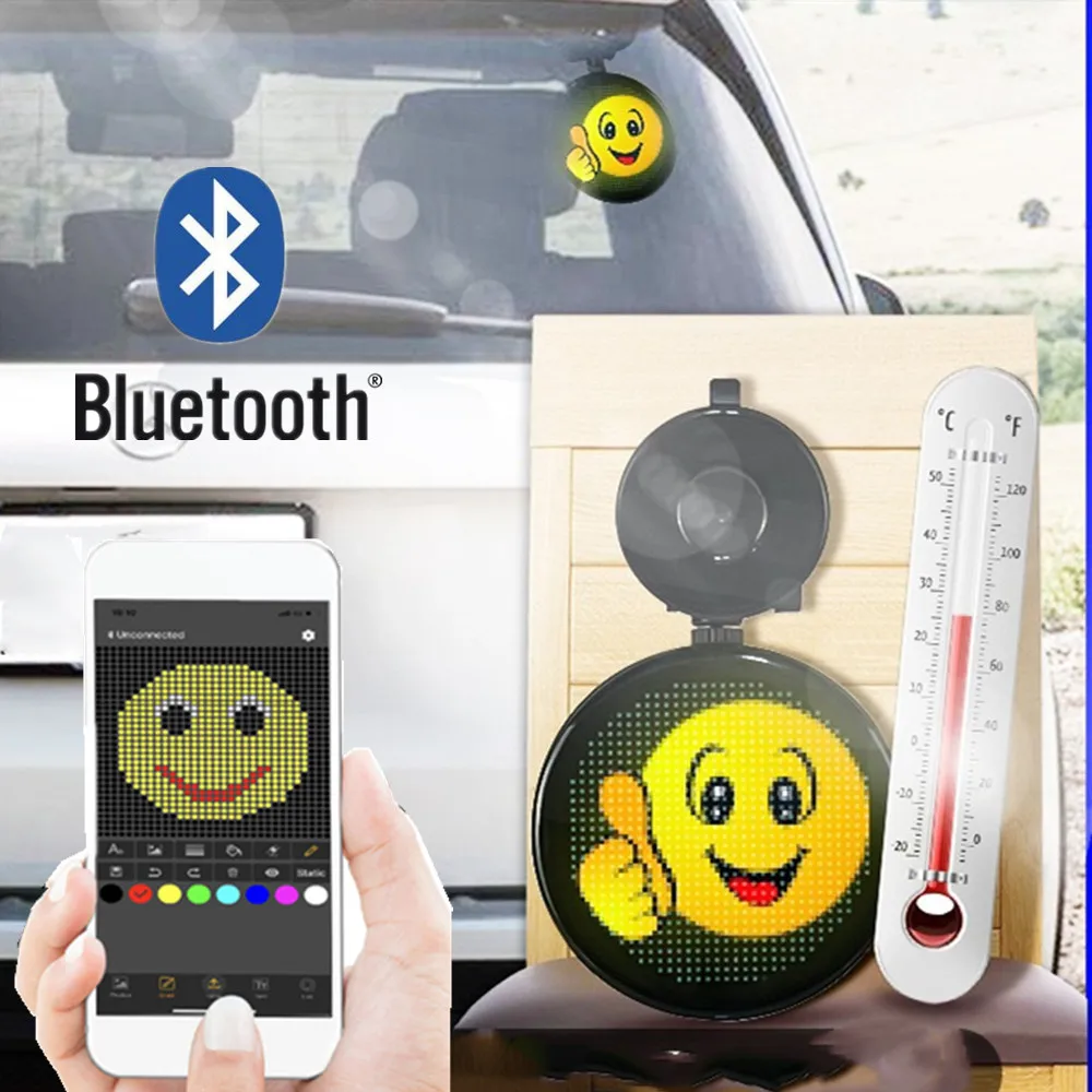 

Bluetooth Full Color P3 32x32 12 5v Car Led sign Programmable Scrolling Message Text Animation Logo Advertising display board