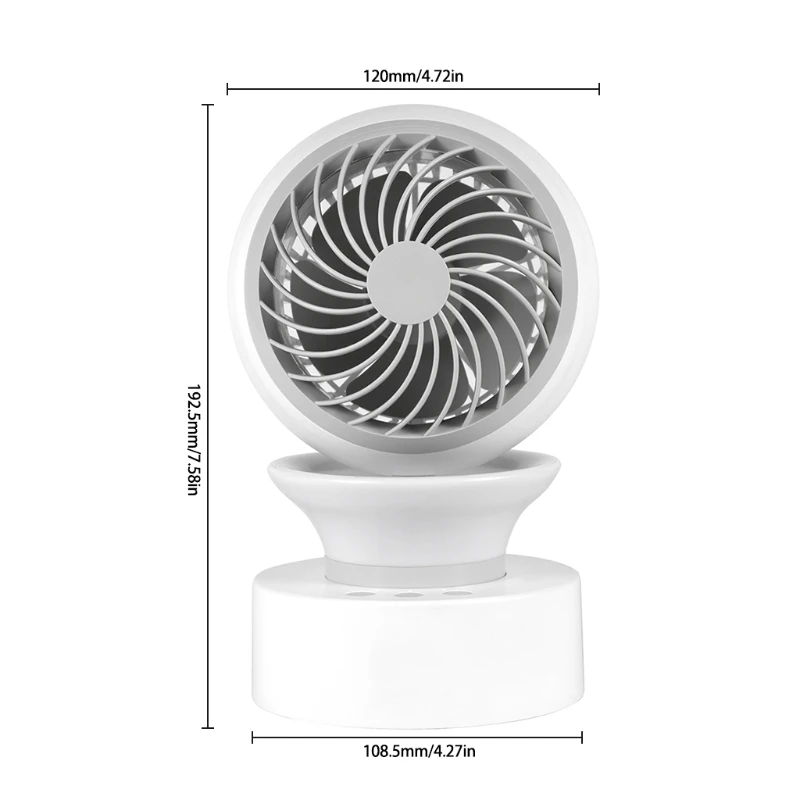 

Mini Desk Fan w/ LED Light 2400mAh Batter Portable USB Fan Quiet for Travel Camping Outdoor