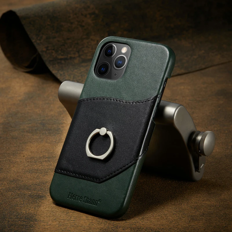 

Деловой ударопрочный бумажник с кольцом-держателем для карт, кожаный чехол для телефона iPhone 11 12 Pro Max Mini XS XR 8, чехол для мобильного телефона, ч...