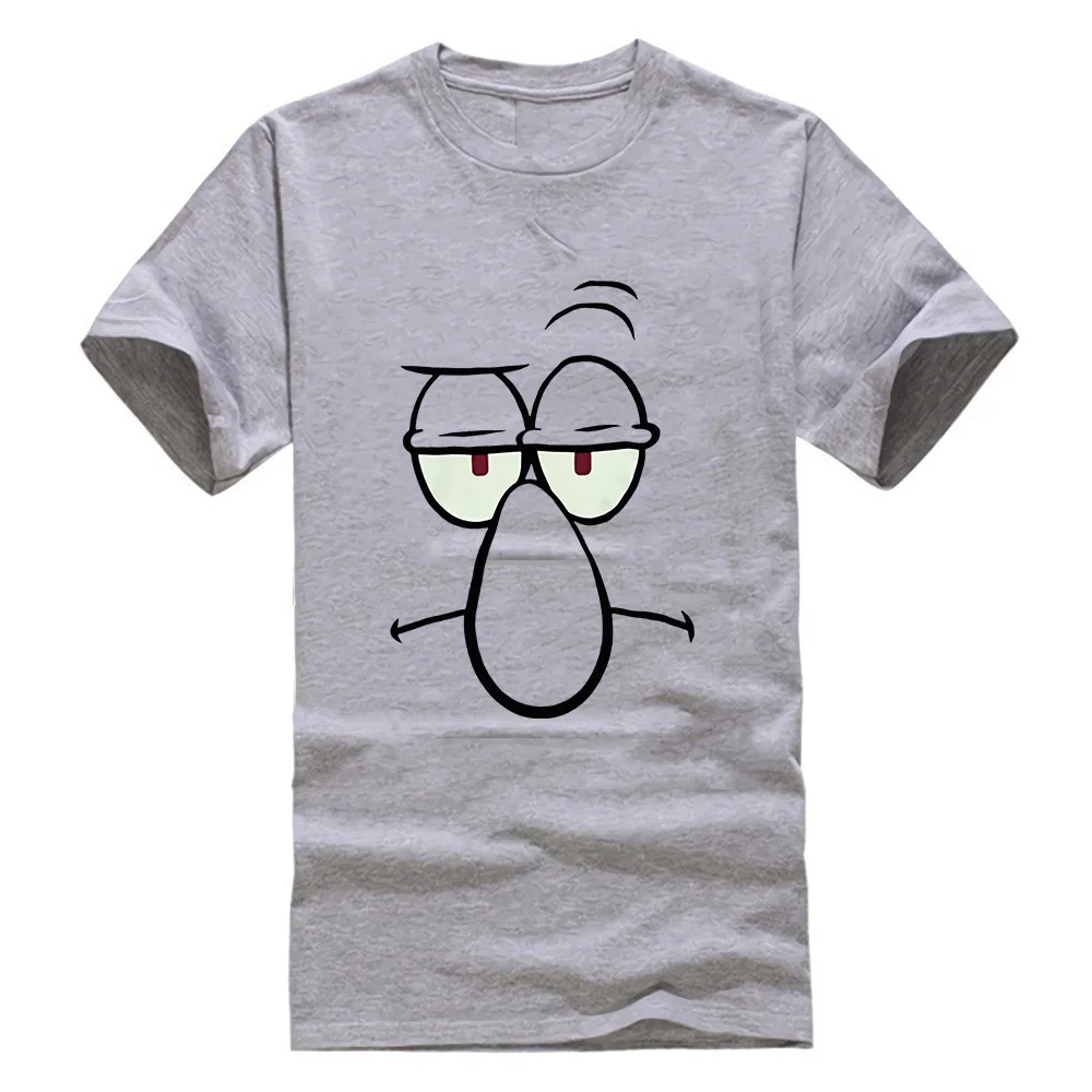 Серый Губка Боб Squidward уход за кожей лица футболки новейшая стиль футболка - Цвет: Серый