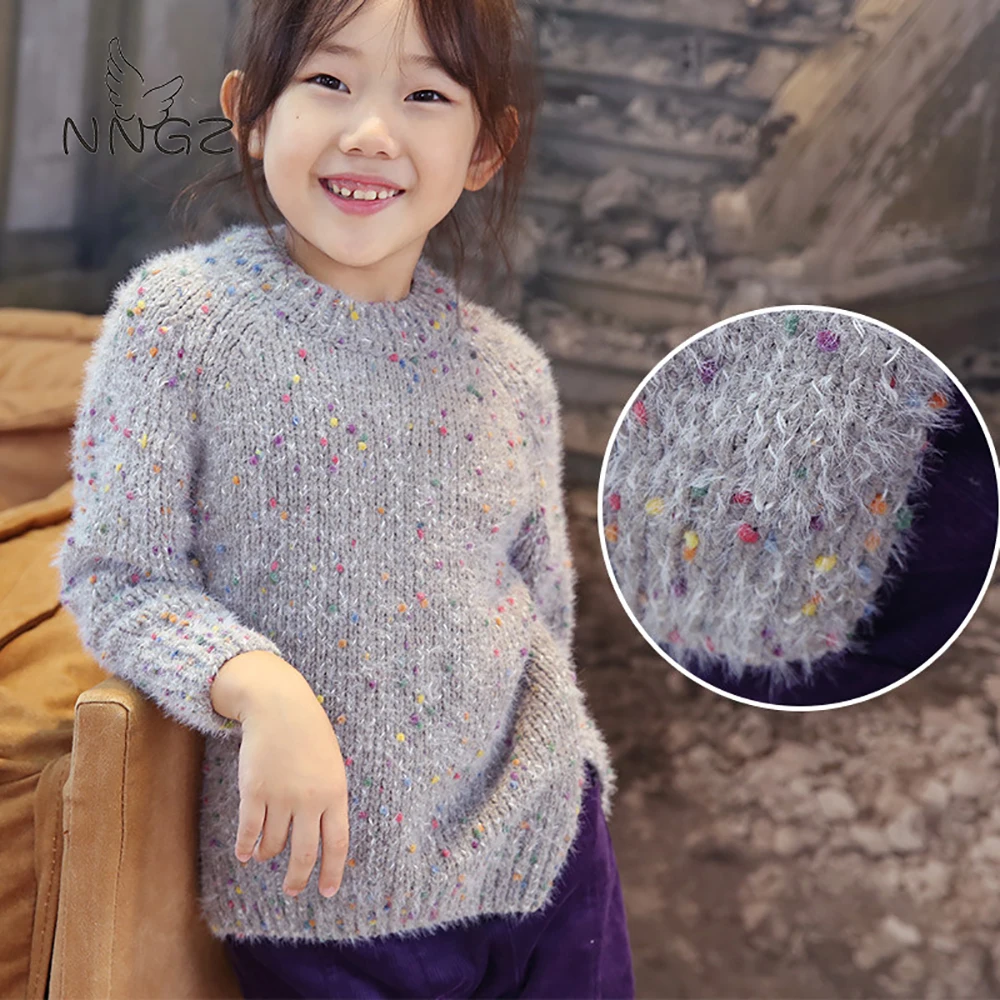 Хлопковый свитер для девочек Зимняя вязаная одежда детей Теплый пуловер