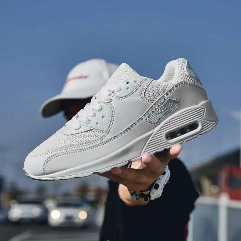 

Кроссовки короткие мужские для бега, ударопрочные спортивные ботинки, резиновая подошва, без шнурков, черные