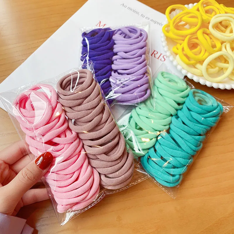 

50/100PCS New Women Girls Candy Colors Nylon Basic Scrunchie Hair Tie Ponytail Hold Hair Rubber Bands Fashion Hair Accessories