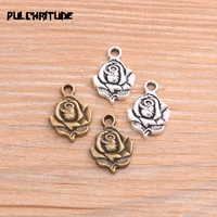 pulchritude 20pcs 1420mm metal alloy two color rose flower charms plant pendants for jewelry making diy handmade craft