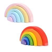 wooden baby toy montessori rainbow building blocks diy creative stacking balance game educational toy for children kids gift