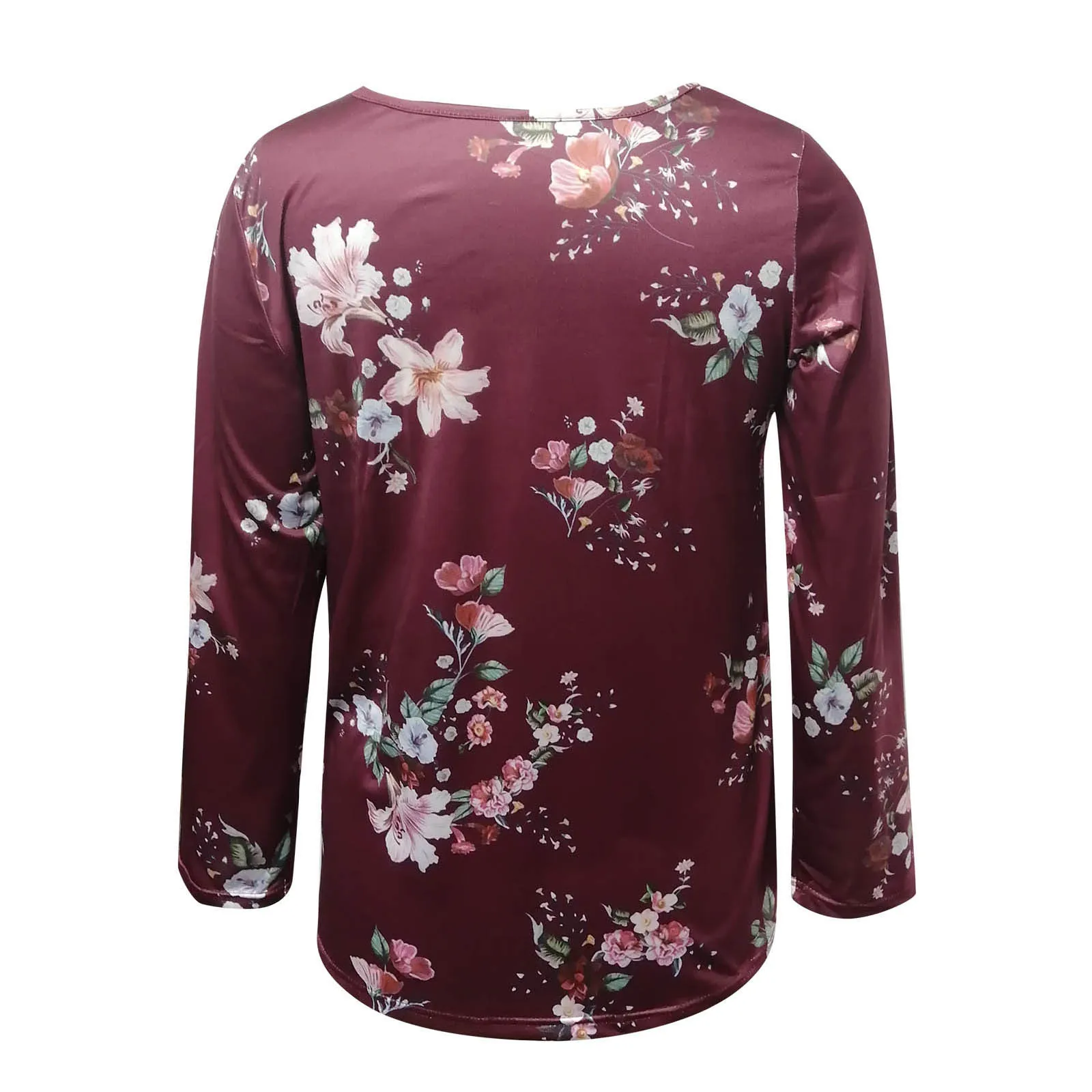 

Women Long Sleeve Deep V-neck Buttons Pocket T-Shirt Personalized Color Printing Blouse Top Daily All-match Lovely Girls T-shirt