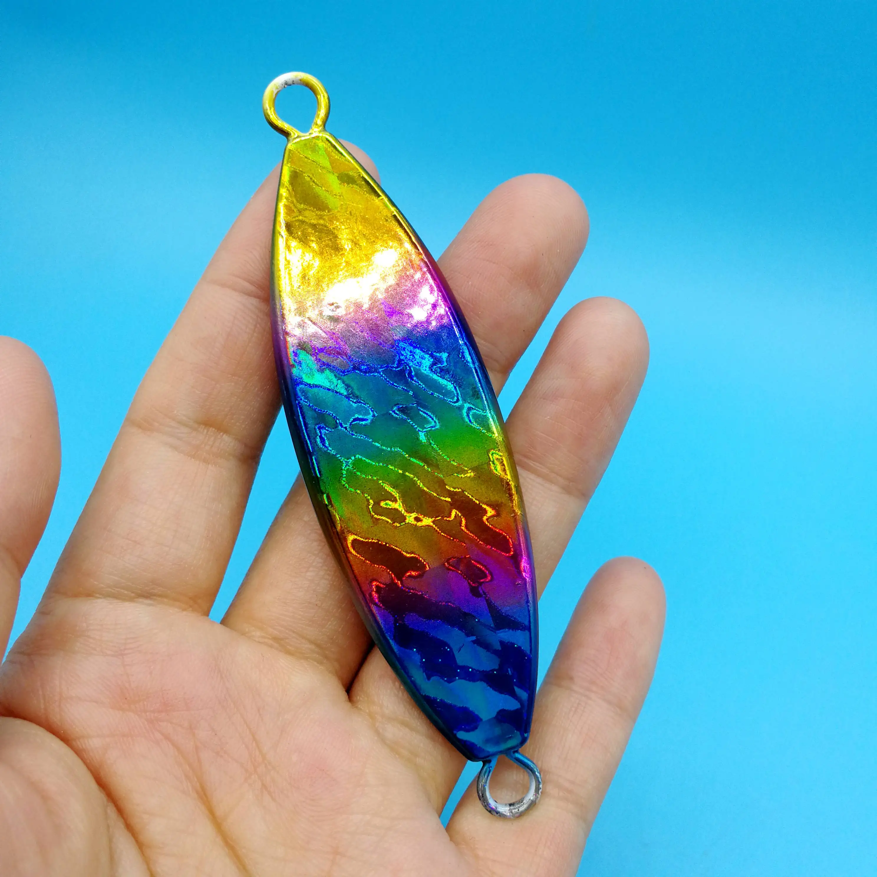 

HOOFISH 4PCS /LOT Laser Metal Fishing Jig Lure 60g/80g/100g/130g Wobbler Artificial Bait Saltwater Fishing Accessories