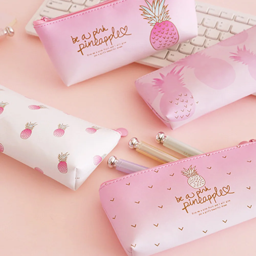Милый чехол-карандаш с принтом ананаса для студенток из искусственной кожи сумка