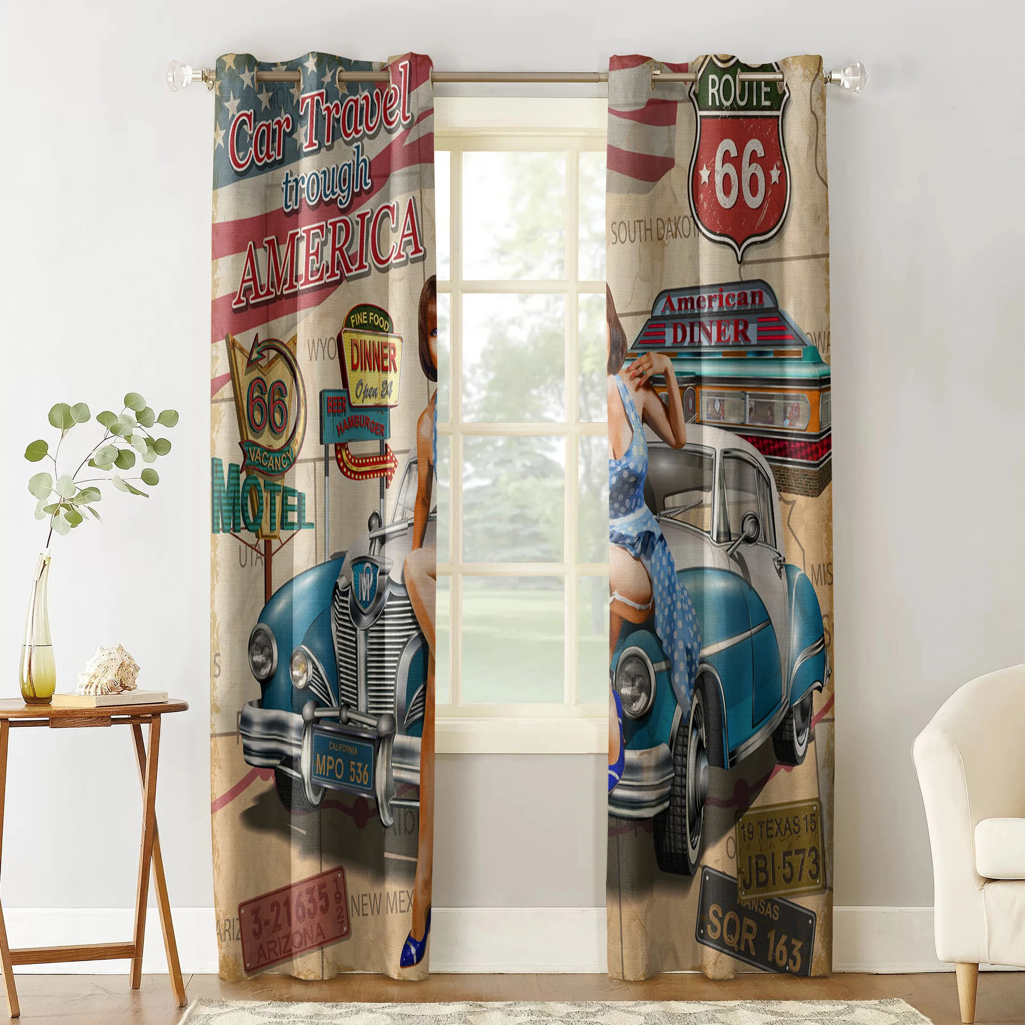 Красивая Автомобильная Ретро оконная занавеска для дома детская кухни спальни