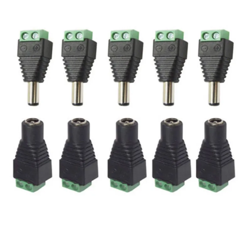 

5pcs 2.1mm*5.5mm CCTV Cameras Female Male DC Power Plug Adapter DC Power Female Plug Jack Adapter Connector Male Plug Socket