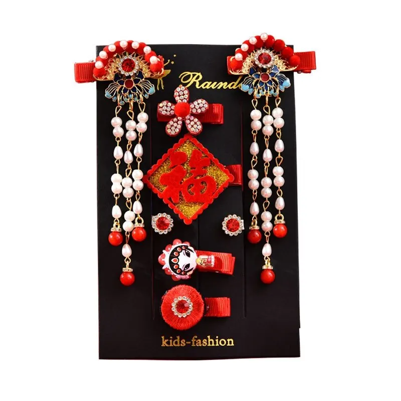 

Cute Chinese Style Tassel Hairpins New Year Retro Children Princess Flower Hair Accessories Girls Hair Clips Barrettes Headdress
