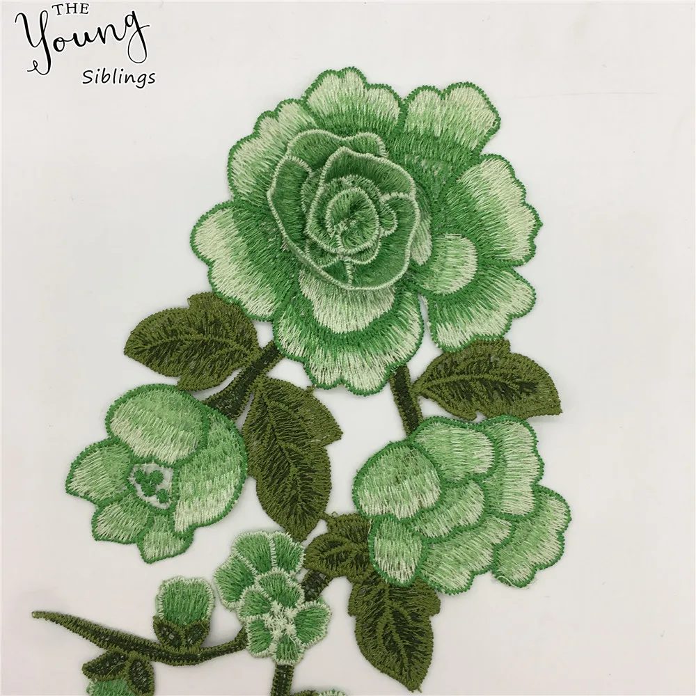 Новый стиль зеленые пионы вышивка Цветочный вырез ткань сделай сам кружевной