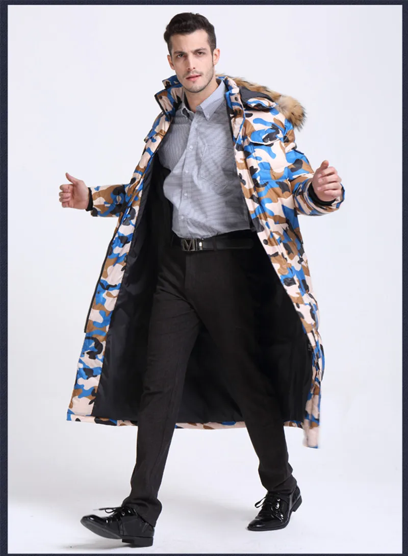 

Camouflage Men's White Duck Down Coat Winter Male Jacket Warm Hooded Thick Long Coats Jaqueta Masculina Inverno