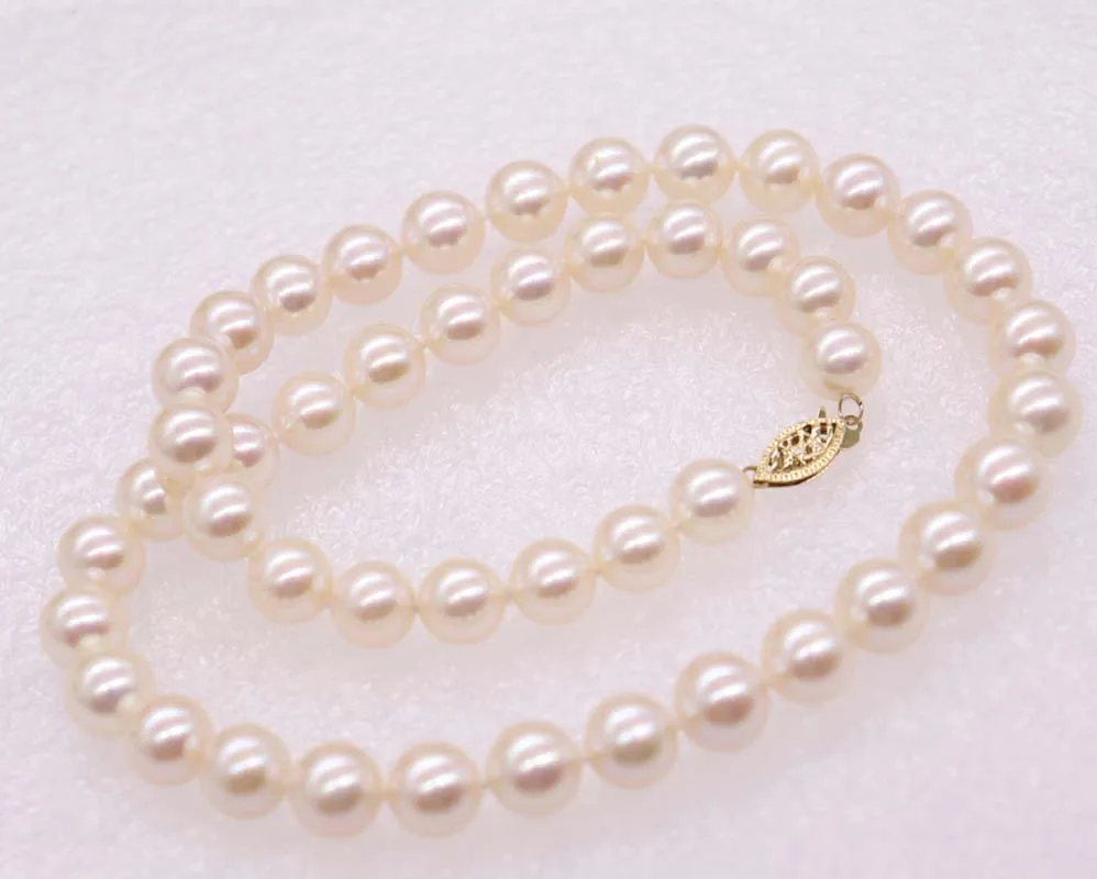 ?? ハイト品質 8.5-9 ミリメートル本物の真珠のネックレス 14 14k ソリッドゴールドクラスプ結婚式の宝石類