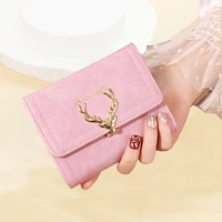 cgcbag 2022 retro short wallet women fashion three fold card holder high quality matte leather purses female money clip