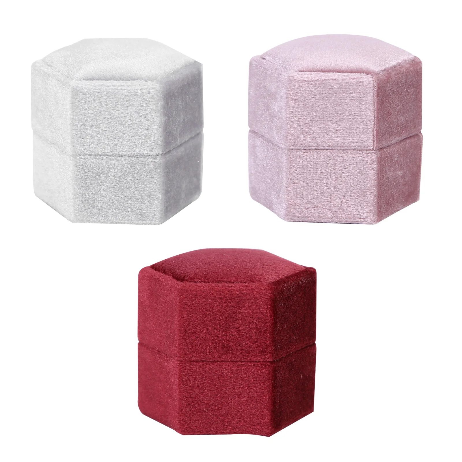 Шестигранная бархатная шкатулка для ювелирных колец обручальное кольцо коробка