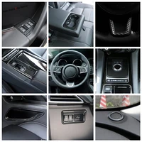 yimaautotrims carbon fiber look interior refit kit headlamp air ac panel gearbox cover trim for jaguar f pace x761 2017 2020