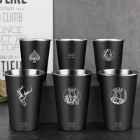 black 304 stainless steel beer mug milkcoffeewatertea anti fall metal travel tumbler kawaii mug kitchen drinkware 400ml