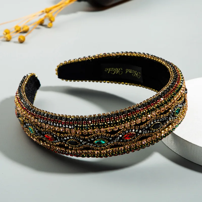 Повязка на голову женская широкая с мягкой подкладкой в стиле барокко |